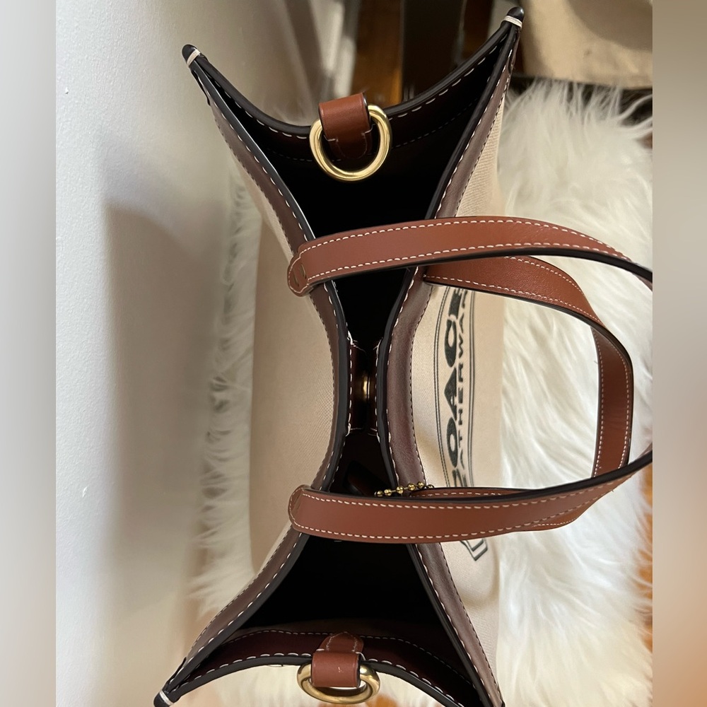 Coach Canvas Tote with Brown Leather Trim - Picture 15 of 16